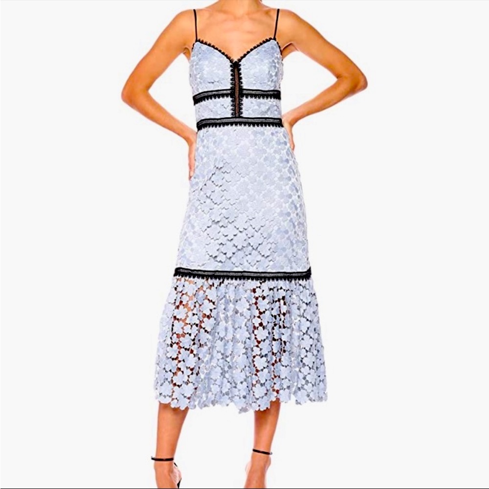 Jill Stuart Elle Blue Lace Tea Length 👗 🦋💙